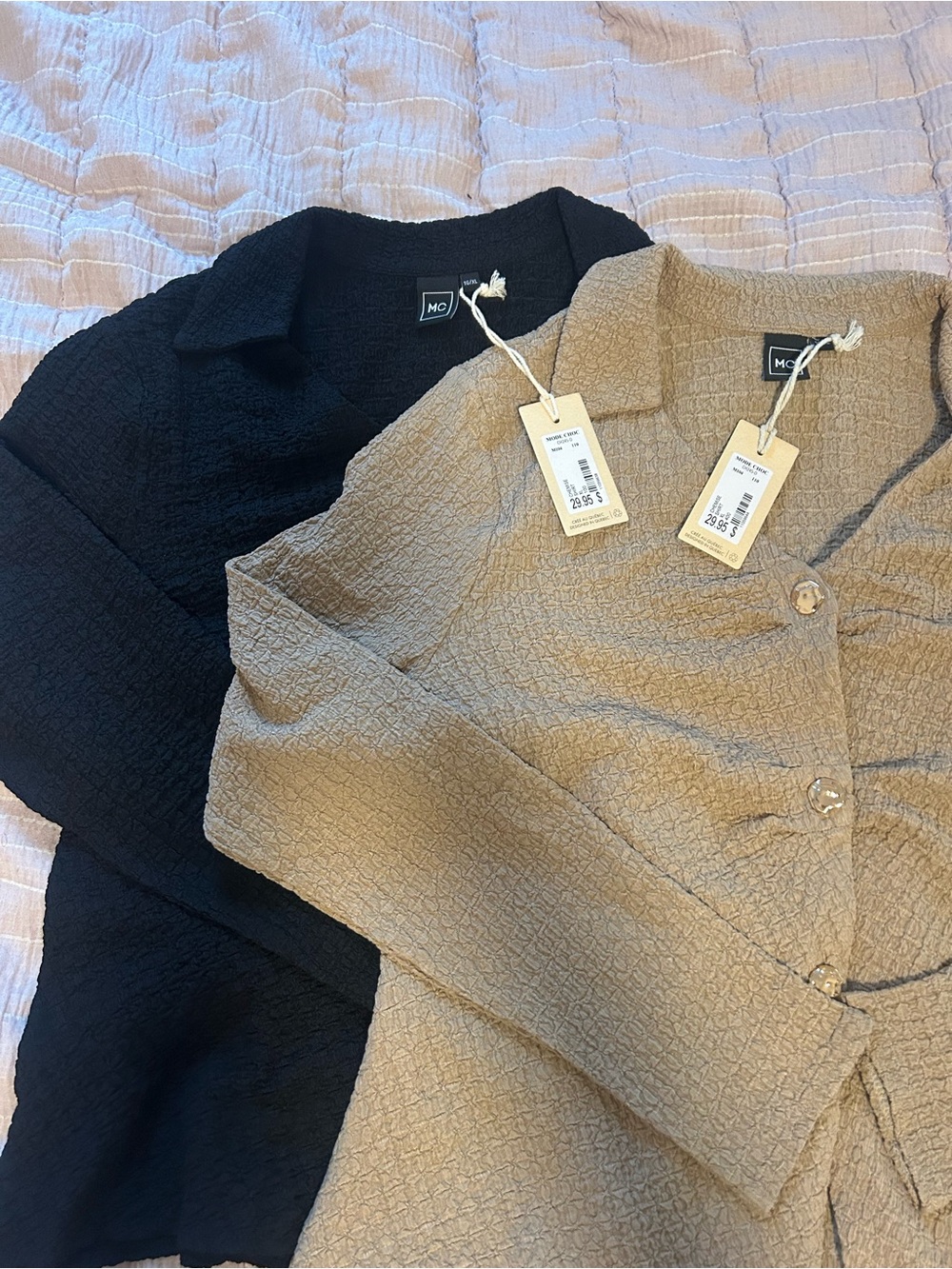 Textured Button-Front Sweater Jacket - Black & Tan